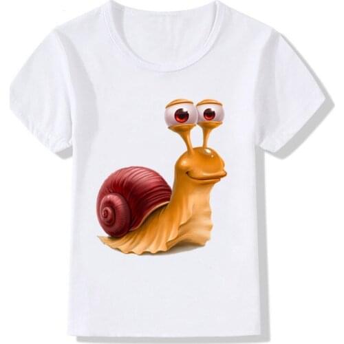 Cute Snail Print Cartoon T Shirt Funny T-shirt for Boys Girls Boys Tees Summer T-shirt Kids