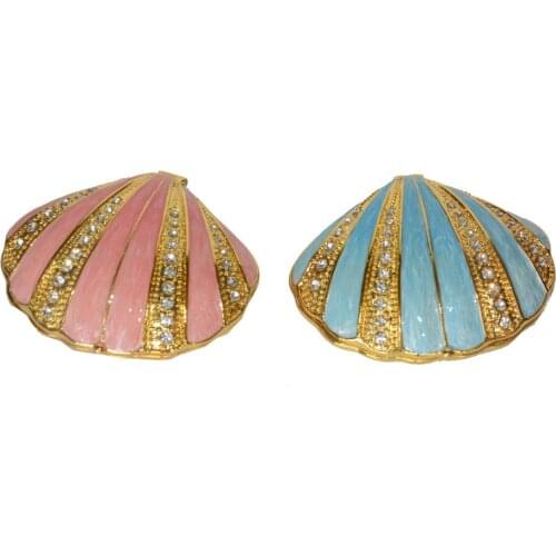 Sea Scallop Shell Animal Trinket Jewelry Ring Box Novelty Gift for Her Pewter Collectible Nautical Craft Decoration