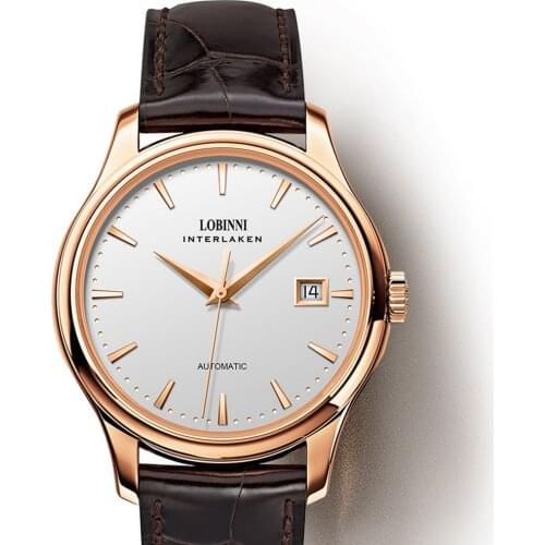 Men automatic watches,mens luxury brand watch LOBINNI man Switzerland mechanical wristwatch ultrathin waterproof sapphire clock