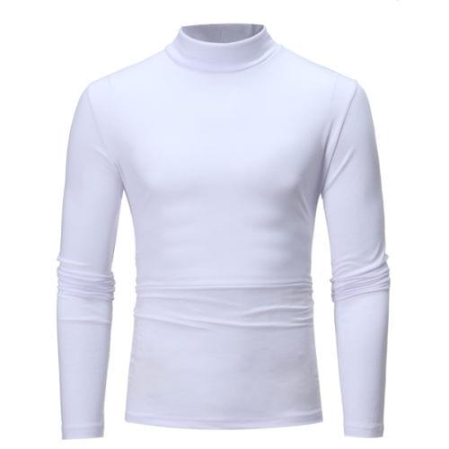 MenS Casual Half-High Collar Solid Color Pullover Basic High-Neck Long-Sleeved Cotton Stretch Men T-Shirt High-Quality T-Shirt