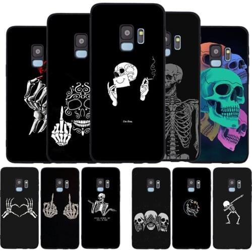 Funny Skull Soft Case For Samsung S20 S10 S9 S8 S7 S6 EDGE Plus Lite For Note 8 9 10 Cover A7 A8 A9 black Cases