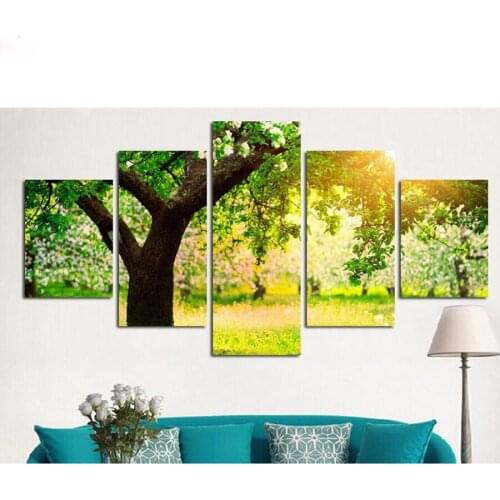 5pcs Summer Green Tree Sunshine Landscape diamond embroidery sale full square round drill mosaic DIY diamond Painting By Numbers