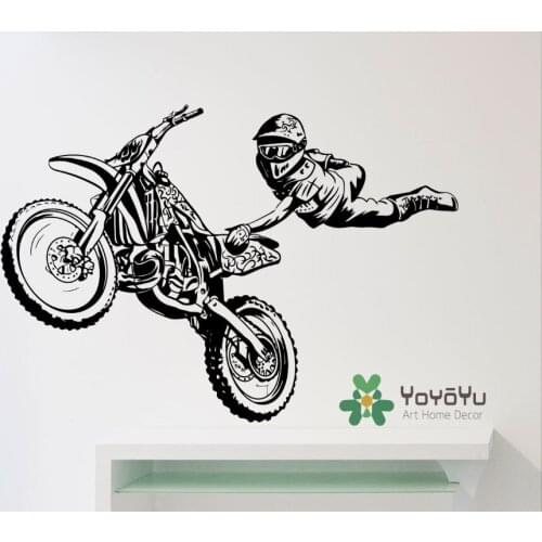 Motocross Freestyle Trick Wall Sticker Bike Garage motorcycle Extreme Sports Art Vinyl Wall Decal for Boy Living Room NY-166
