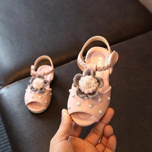 New Childrens Shoes Summer Girls Princess Shoes Girls Fish Mouth Sandals Non-slip Soft Low Flowers Shoes A304