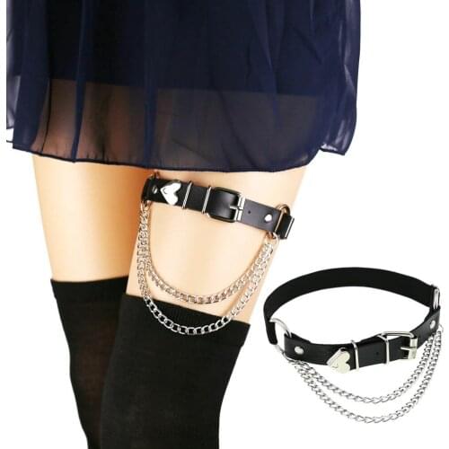 New Fashion 1 Pc Women Girl Gorgeous Punk Gothic Heart-shape Ring Spikes Elastic Lace Garter Belt Retro Suspender Flower Harness