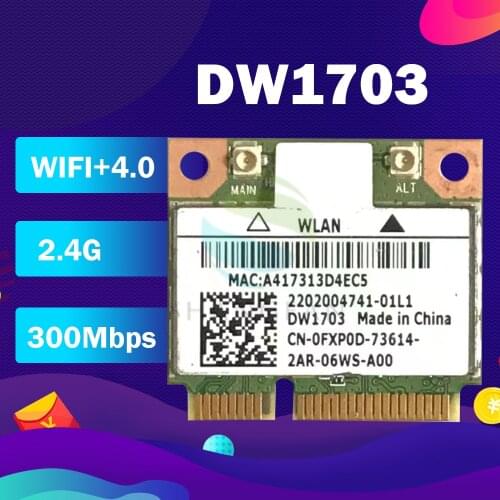 Wholesale Atheros AR9485 AR5B225 DW1703 Half Mini PCI-Express BT4.0 150Mbps Wireless Card For Dell V1440 1450 1540 1550