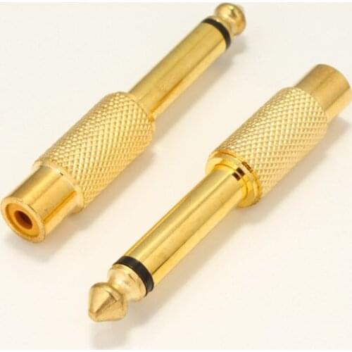 Wholesale Mono 6.35mm Gold Anodized 1/4" to RCA Adapter Plug,RT