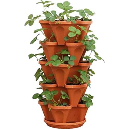 Plastic Stackable Vertical Flower Plant Pot Holder Garden Planter Decor