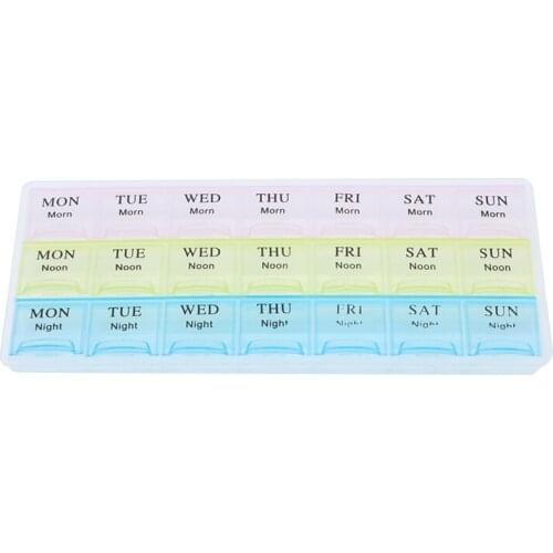 Portable 7 Days 21 Slots Weekly Pill Medicine Box Storage Organizer Container Case