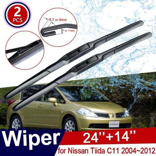 Car Wiper Blades for Nissan Tiida C11 2004~2012 Latio Versa Front Windscreen Wipers Car Accessories 2005 2006 2007 2008 20010