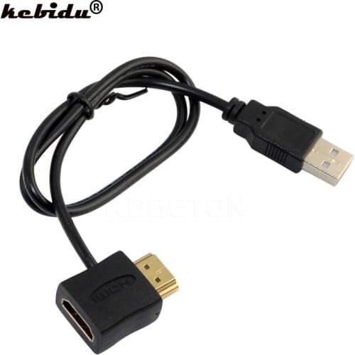 Kebidu 50CM USB 2.0 HDMI-compatible Male To Female Adapter Extender Power Supply Connector Cable for 1080P HDTV Male Cable