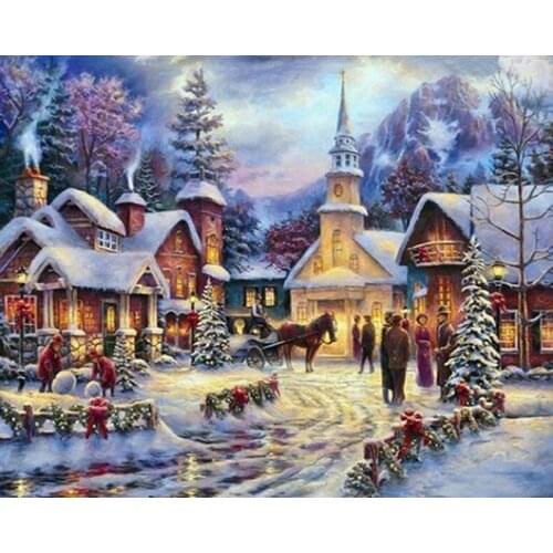 Horse style Embroidery Counted Cross Stitch Kits Needlework - Crafts 14 ct DMC Color DIY Arts Handmade Decor snow house