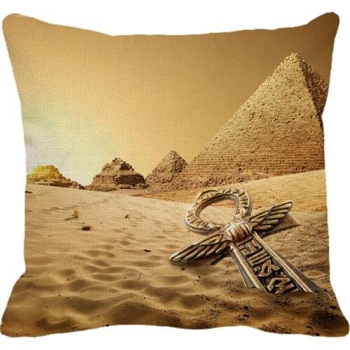 XUNYU 45cmx45m Ancient egyptian pyramid Pattern New Linen Comfortable Cushion Cover Home Sofa Decorative Pillow Cover YH208