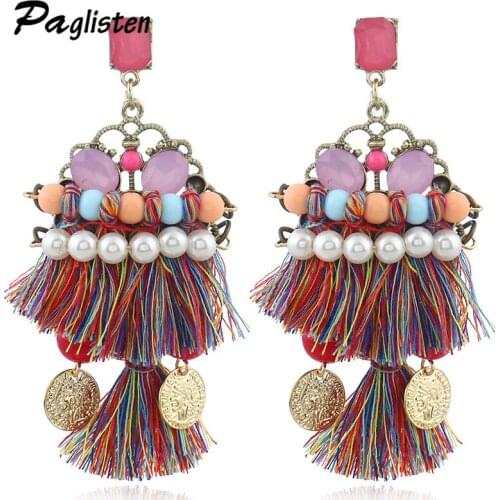 PAGlisten Brincos Grandes Trendy Colorful Crystal Long Water Drop Tassel Earrings for Women statement bohemia earrings ZA78