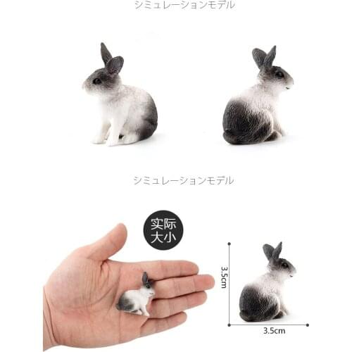 1PC 3.5cm Sqaut Black White Rabbit Models Animal Figures Toys Gifts For Children