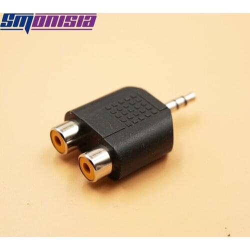 Smonisia 100pcs 3.5MM to two RCA plugs seat 3.5 to double lotus female 2RCA audio adapter connector