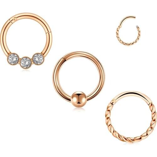 16G Stainless Steel Septum Clicker Nose Rings Hoop Cartilage Tragus Septum Ring Body Piercing Jewelry