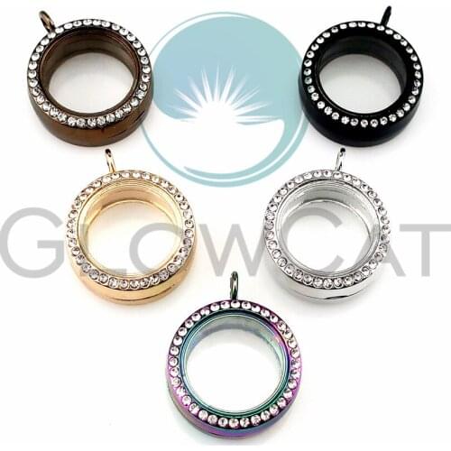 2pcs 30MM Round Magnetic Glass Floating Charm Locket 5 colors 2 styles Memory Photo Locket for 8mm Pearl Beads