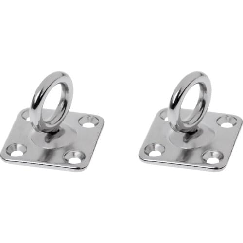 2 Pieces Stainless Steel Swivel Square Pad Eye Plate Boat Rigging 5mm(1.3inch)/6mm(1.5inch)