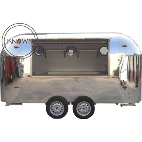 Full Stainless Steel 4m Long Food Trailer large Four Wheels Food Cart For Sell Snack Fast Food Drink on Street