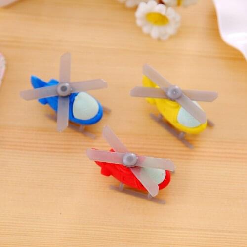 6 PCs Creative Cartoon Helicopter Modeling Eraser Eraser Student Stationery School Supplies Wholesale