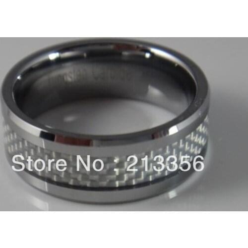 Free Shipping !Cheap Price Promotion Sales! USA Hot Selling Mens Tungsten Carbide Ring Wedding Band With White Carbon Fiber Ring