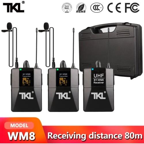 TKL DSLR Camera Lapel Mic Transmitter Youtube Video Recording Wireless Microphone System Professional Receiver WM8