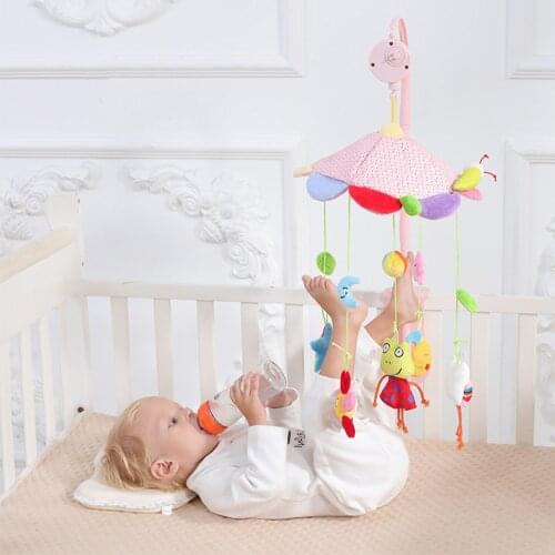 Baby Bed Bell Infant Toys Crib Clockwork Rotate Music Bed Bell Early Learning Kids Toy Cartoon Characters Plush Toy Crib Bell
