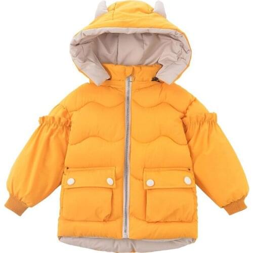 Children Lightweight Down Jackets Boys Girls Middle Kids Baby Infant Wear Winter Outerwear Hooded Angel Wings Long Sleeve