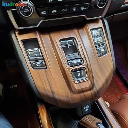 For Honda CRV CR-V 2017 2018 2019 Wood Grain Car Interior Gear Shift Panel Cover Trim Decoration Frame Sticker Accessories LHD