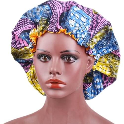 Elastic Adjustable size Bonnet Ladies Nightcap Chemotherapy Satin Lined African Print Bonnets