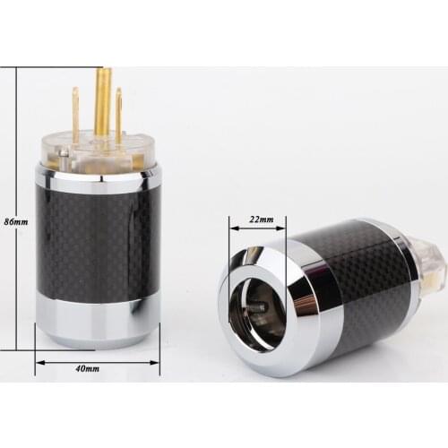 Hifi Black Carbon Fiber Gold Plated US AC Power Plug IEC Connector Female male HIFI DIY Mains Power Cable