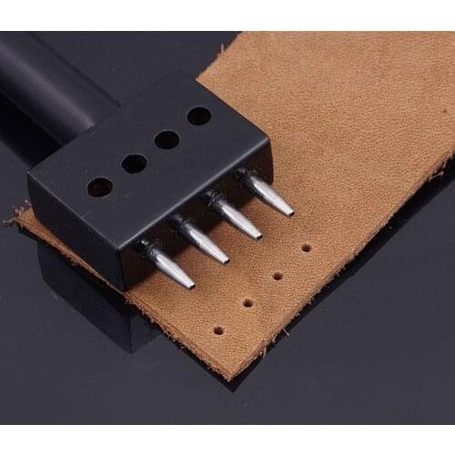 Black Leather Craft Punching Tool 2/4/6 Prong Hole Row Cut Stitched Hole Spacing Drilling DIY Leather Craft Tool