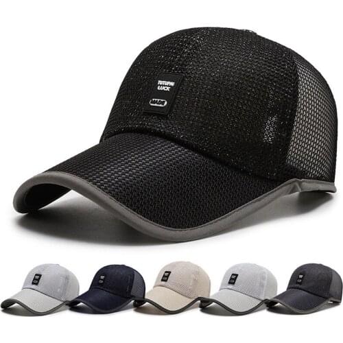 Summer Unisex Men fishing Baseball Caps Women Breathable Mesh Snapback Hats Black Casual sport Hats Cap DT12
