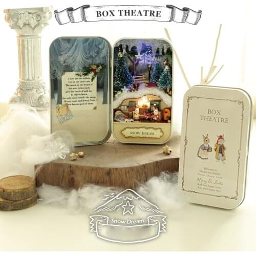 Box Theatre Dollhouse Handmade Furniture House DIY miniature house 3D Iron box Theatre Toys for Christmas and birthday gift