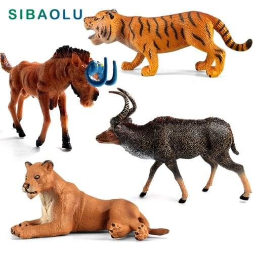 Horse camel Giraffe Deer Hippo Wolf Elephant Leopard Cow Bear Tiger Lion Animal model figurine home decor decoration accessories