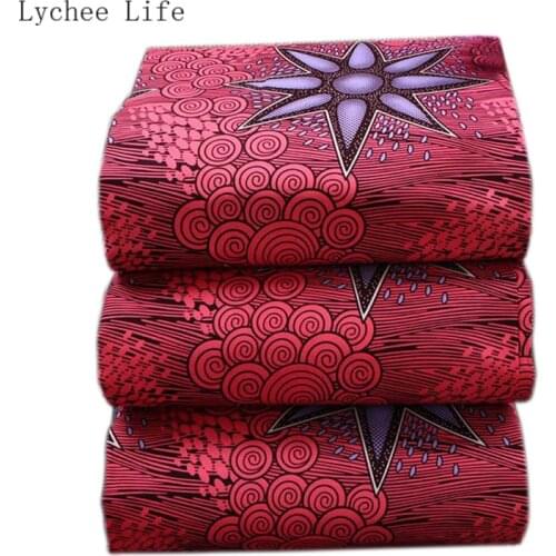 Lychee Life Flower Real Wax Print Fabric Ankara African Latest Pattern Sewing Fabric For Women Party Dress Making Materials