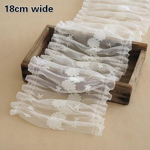 Fashion Double Fold Embroidery Flowers Widening Lace DIY Ladies Childrens Trendy Clothes Skirts Wedding Dresses Sewing Material