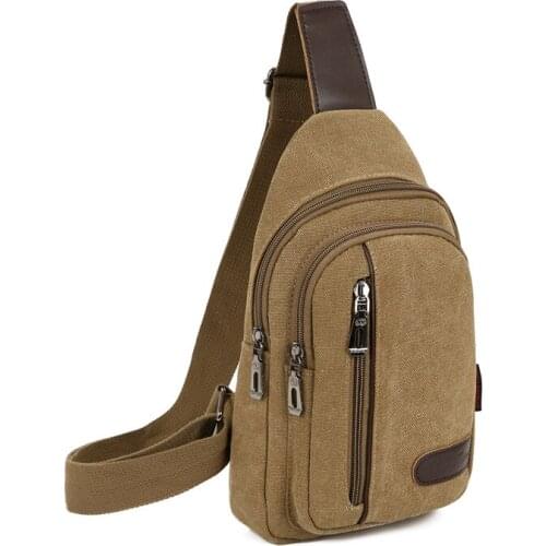 Fashion Men Canvas Shoulder Messenger Bags Casual Chest Bags Daily Picnic Crossbody Bags for Man Multifunction Small Travel Bags