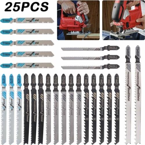 25PCS Jig Saw Jigsaw Blades Set Metal Wood Assorted Blades T-Shank For Bosch Power Tool Electric Saw Jig Saw Blade Set