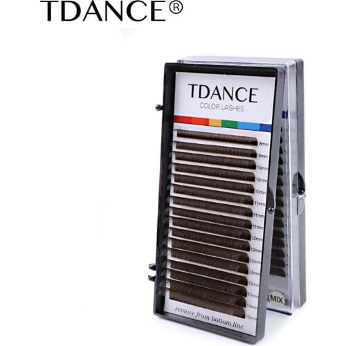 TDANCE 16 Lines Brown Individual False Eyelashes Extension High Quality Super Soft Natural Synthetic Mink Makeup Professional