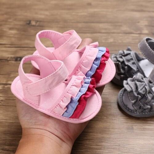 0-18M New Brand Kid Toddler Baby Girl Sandals Party Princess Sandals Summer Ruffle Beach Shoes