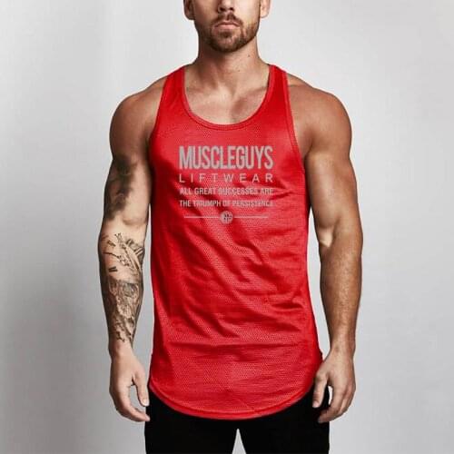 New Brand Mesh Tank Top Men Fashion Casual Sleeveless Shirts Fitness Mens Singlets Clothing Bodybuilding Workout Gym Sport Vest