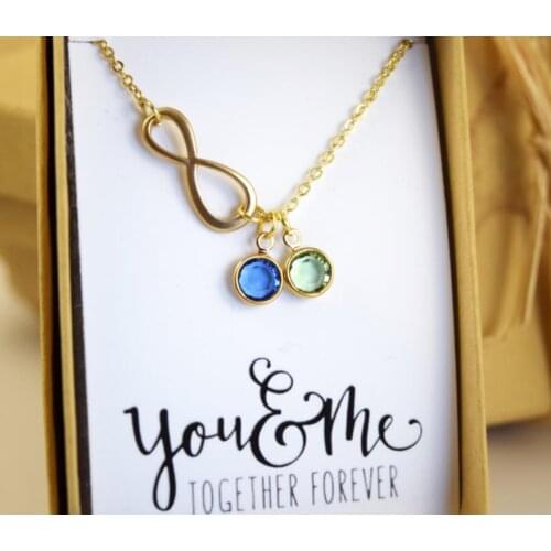 Custom infinity Birthstone Charm Mothers Necklace, Gift for Mom, Jewelry, Grandmother Necklace Valentines Day baby shower Gifts
