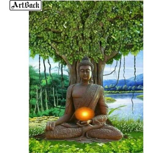 Landscape 5d diamond painting tree Buddha religion full square drill diamond mosaic diamond embroidery crafts stickers