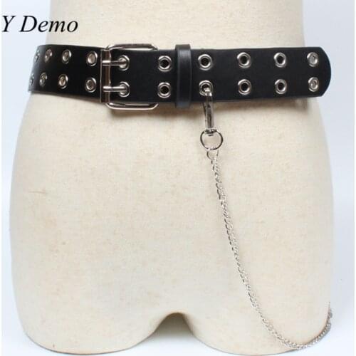 Punk Eyelet Wind Design Ins Fire Ma'am Belt Chain PUNK Rivet Decoration