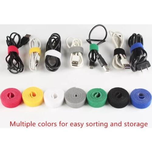 Self Adhesive Reusable Cable Tie Nylon Fastener Hook and Loop Strap Cord Ties10mm x 5m Nylon Straps Fastener Reusable Magic Tape