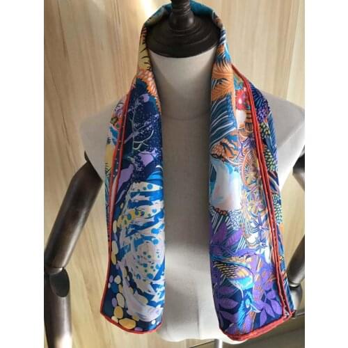 2021 new arrival spring classic pattern 100% pure silk scarf twill hand made roll 90*90 cm shawl wrap for women lady