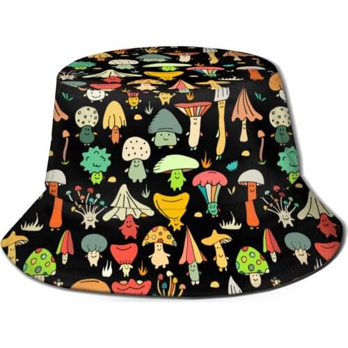 NOISYDESIGNS Adult Bucket Hats Fisherman Hat Fishing Hat Summer Colourful Mushrooms Printed Caps Hip Hop Creative Men Women