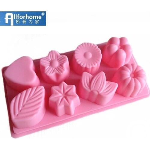 8 Hole Heart Leaf Flower Silicone Soap DIY Mold Cake Baking Pan Muffin Cup Cupcake Chocolate Mold 3D Soap Mold Soap Making Mould